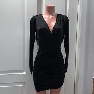 Beyond Vintage Ruched‎ V Neck Dress